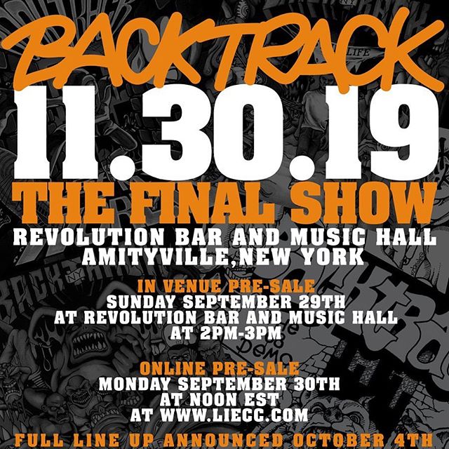 Our final show will be at Revolution on 11/30. Pre-sale goes up Monday BUT Long Islanders get first dibs on Sunday, just come to the venue anytime between 2PM - 3PM. However many tickets leftover will be put online. Full lineup next week.